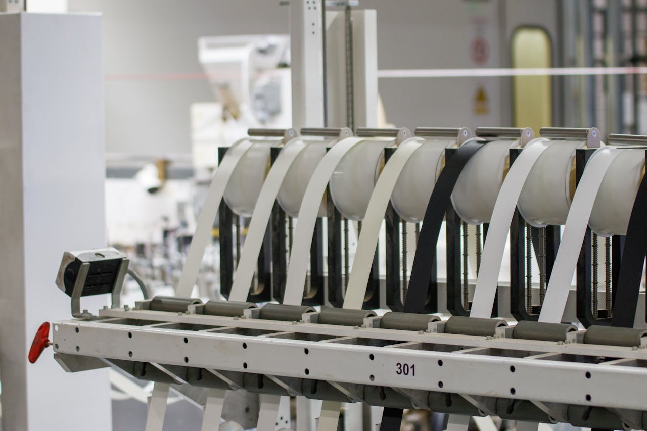 Поток бумажной продукции на поворотном конвейере